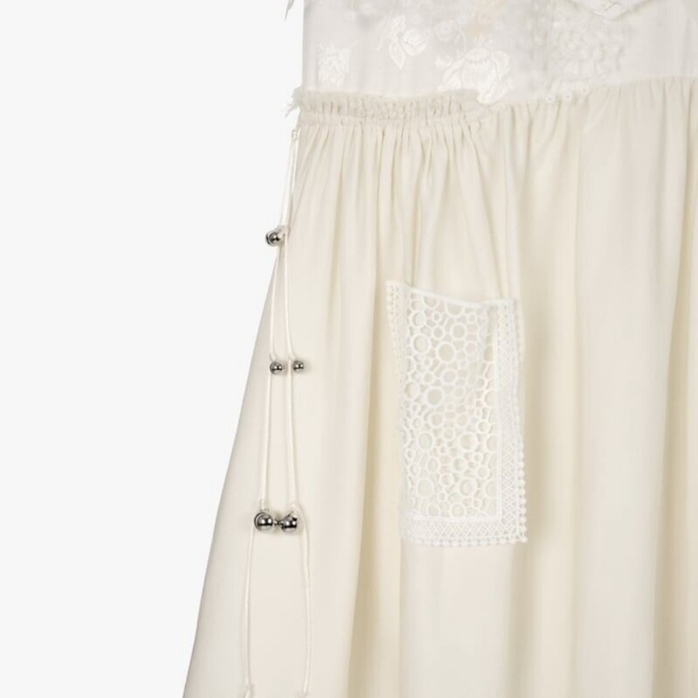 Zara Atelier Oyster White Draped Midi Dress - Elegant Edgy Evening Wear - Picture 4 of 12